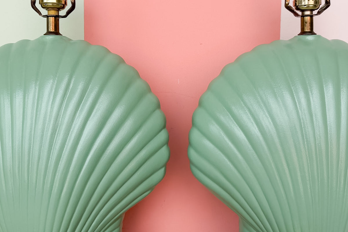 Pair of Sea Green Shell Lamps