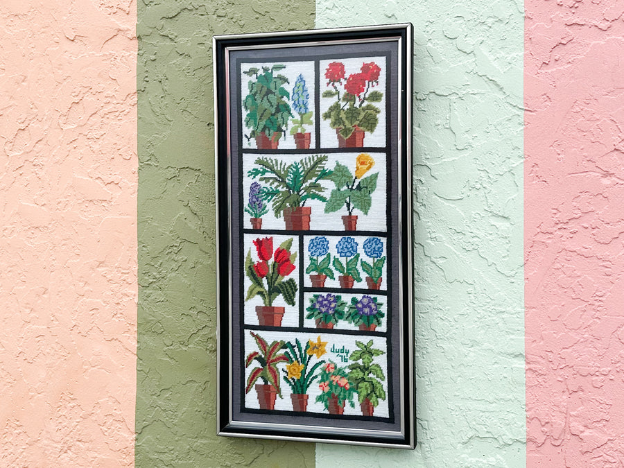 House Plants Needlepoint Framed Art