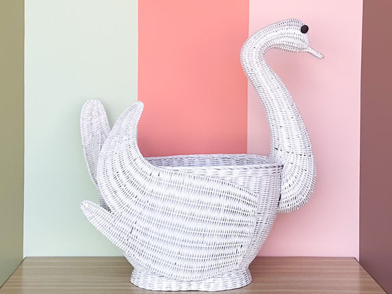 Large Wicker Swan Cachepot