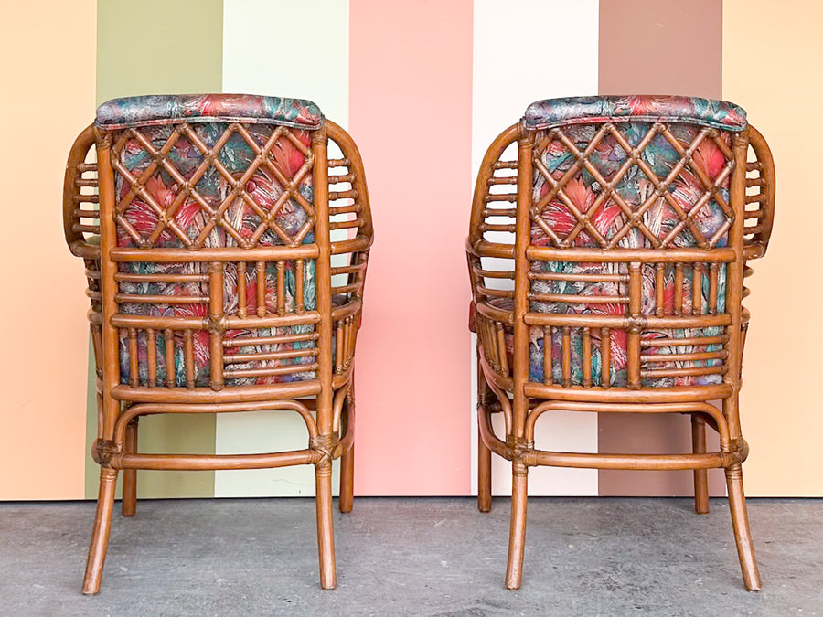 Pair of Ficks Reed Rattan Arm Chairs