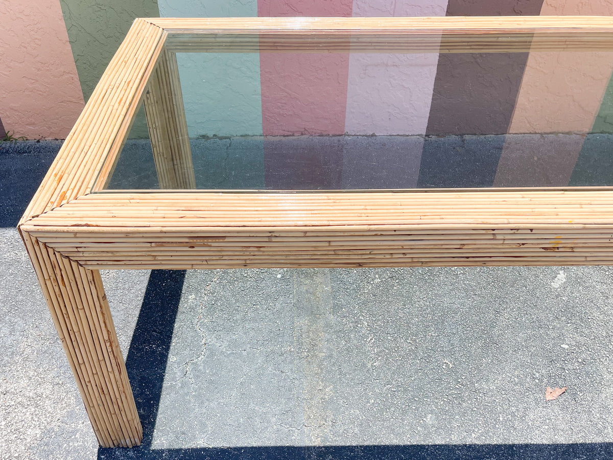 Coastal Chic Pencil Reed Rattan Dining Table