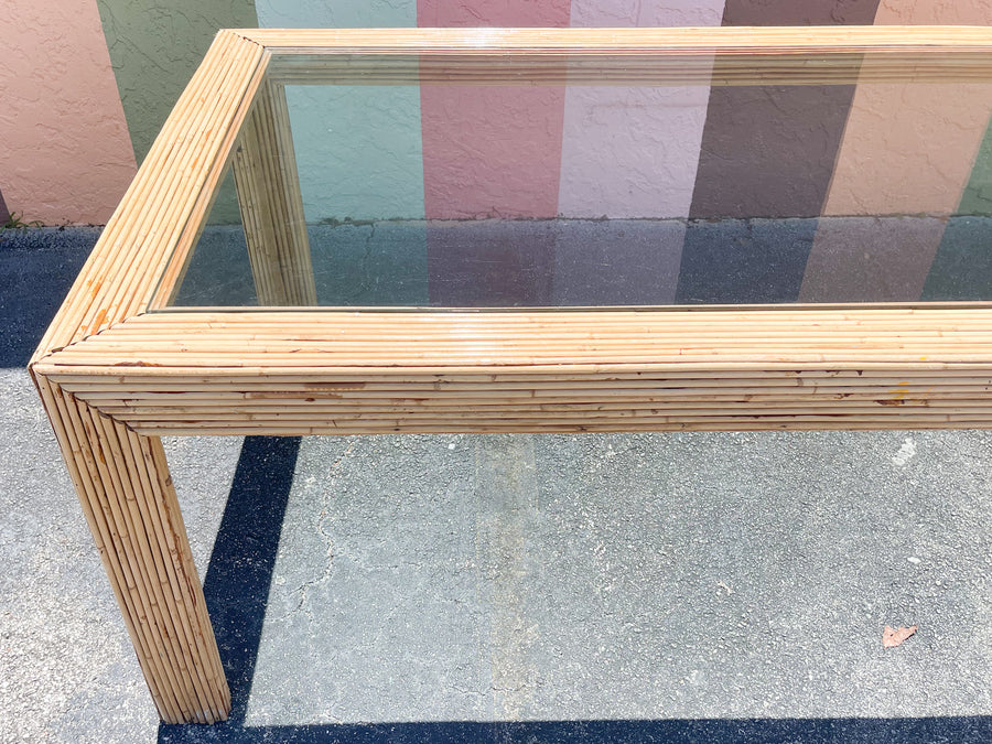 Coastal Chic Pencil Reed Rattan Dining Table