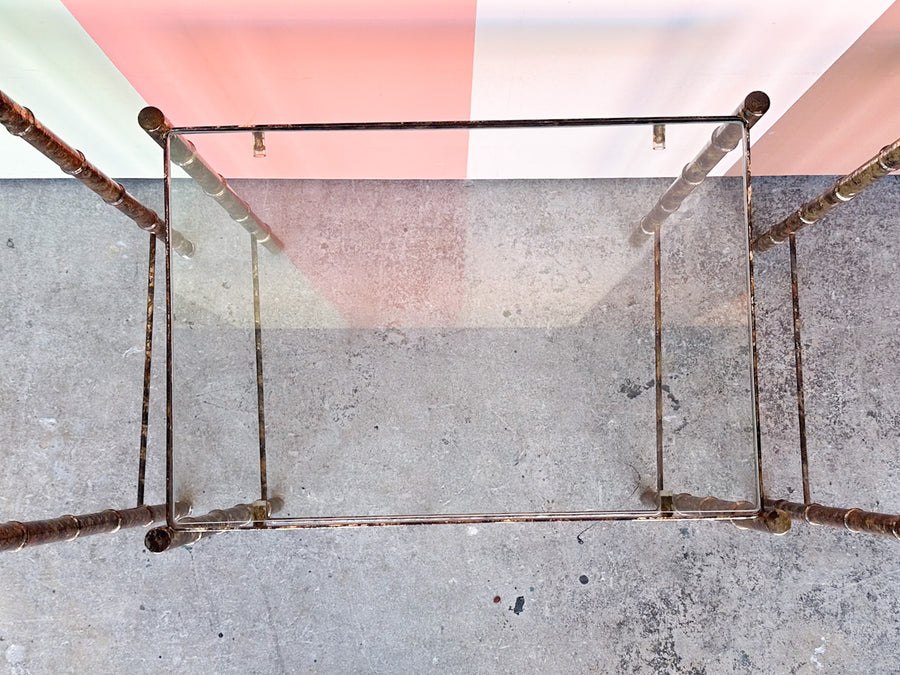 Set of Three Metal Faux Bamboo Nesting Tables