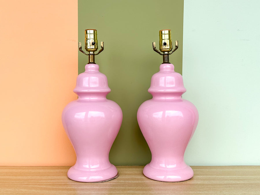 Pair of Pink Chic Ginger Jar Lamps