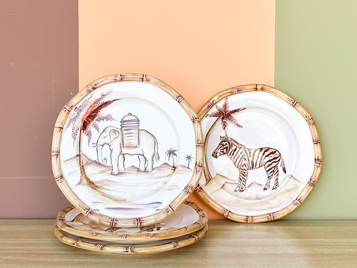 Set of Four Italian Safari Plates