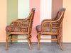 Pair of Ficks Reed Rattan Arm Chairs