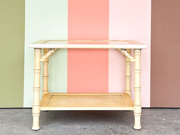Yellow Faux Bamboo Side Table