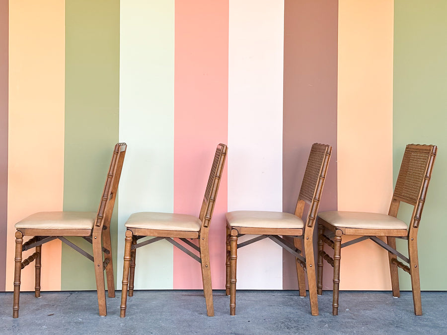 Faux Bamboo Folding Tables and Chairs Set