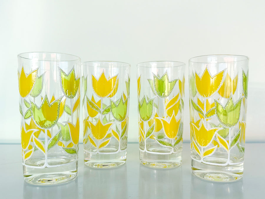 Set of Four Cute Tulip Glassware