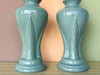 Pair of Seafoam Palm Leaf Lamps