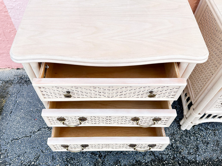 Pair of Oversized Wicker Ficks Reed Nightstands
