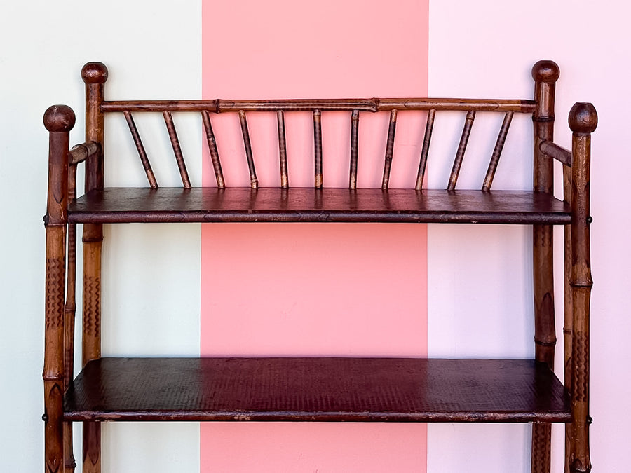 West Indies Style Wood and Bamboo Shelf