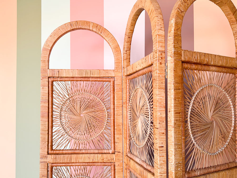 Coastal Rattan Arch Screen