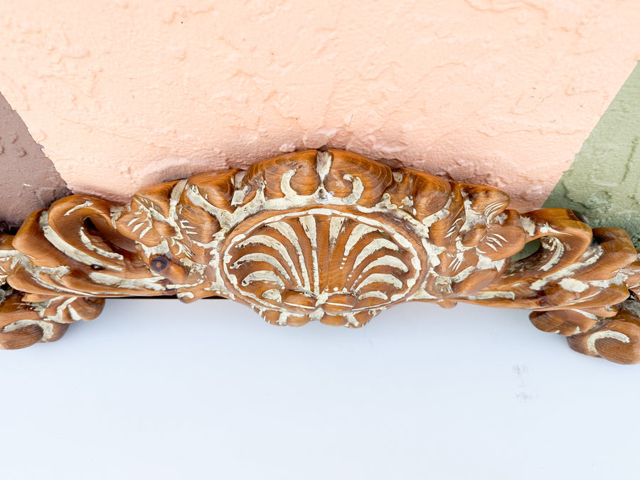 Pair of Wood Carved Shell Motif Wall Art