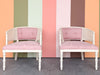 Pair of Faux Bamboo and Cane Barrel Chairs