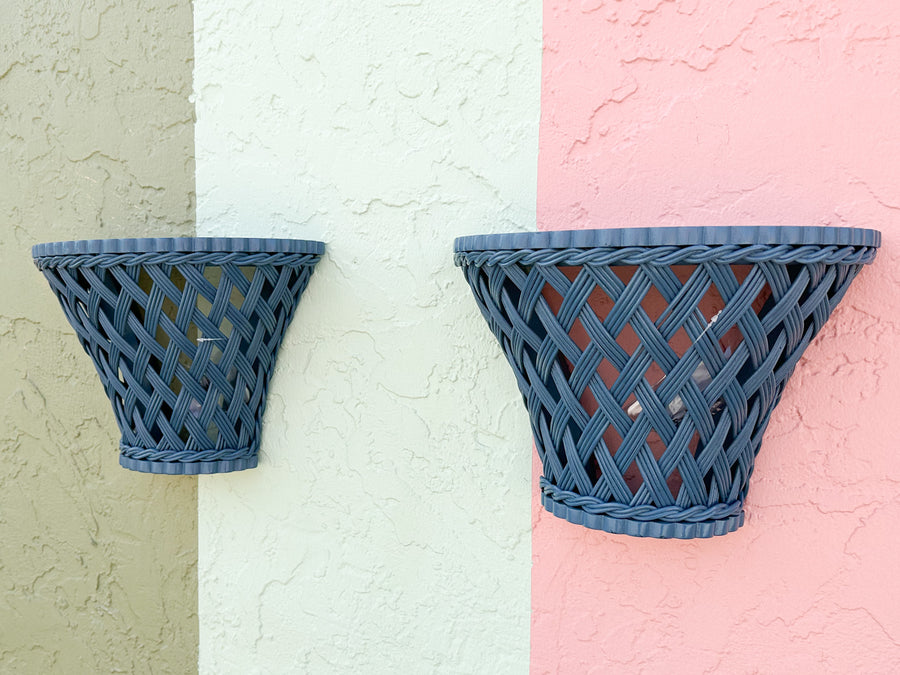 Pair of Modern Trellis Wall Shelves