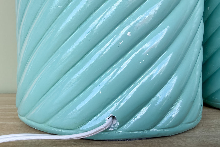 Pair of Turquoise Swirl Lamps
