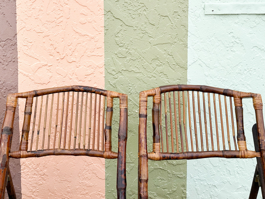 Set of Four Bamboo Folding Chairs