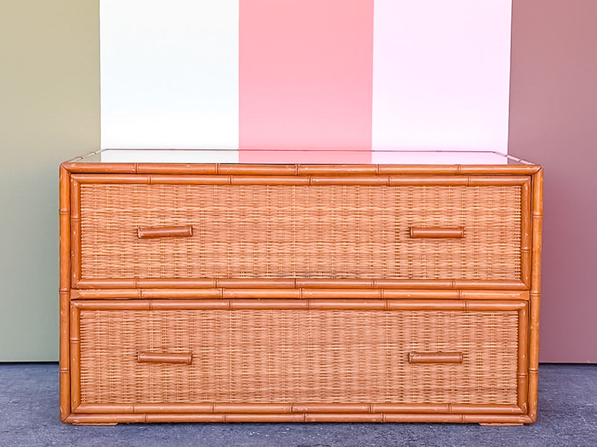 Low Slung Coastal Rattan Chest
