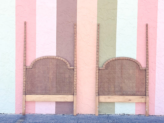 Pair of Roche Style Cane Twin Headboards
