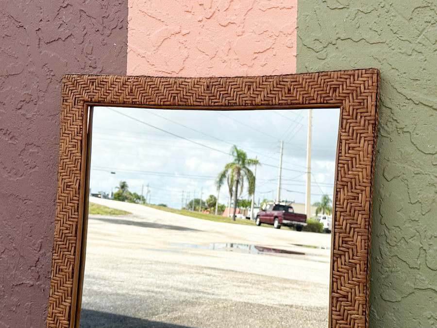 Woven Rattan Mirror