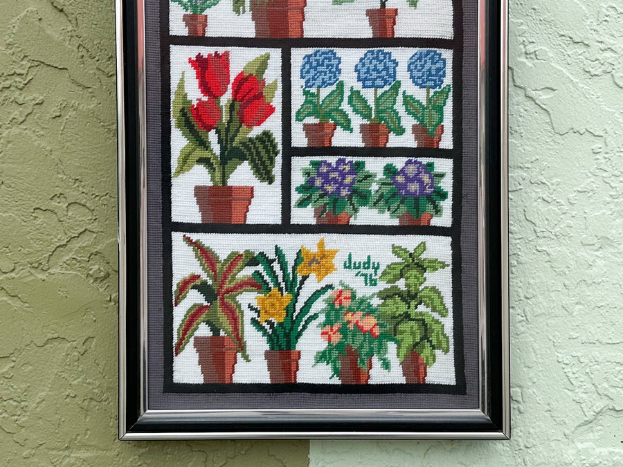 House Plants Needlepoint Framed Art
