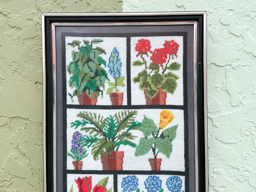 House Plants Needlepoint Framed Art