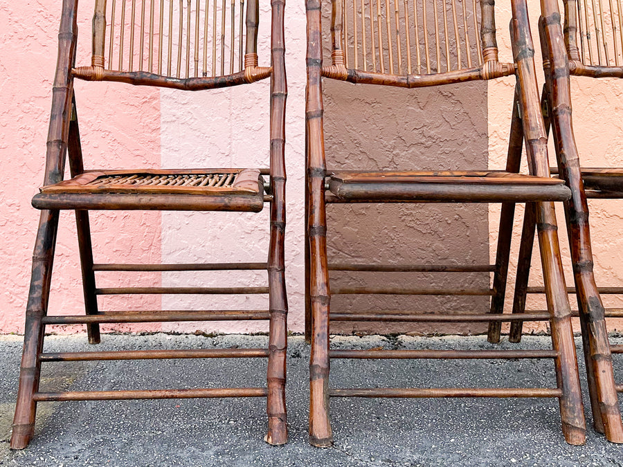 Set of Four Bamboo Folding Chairs