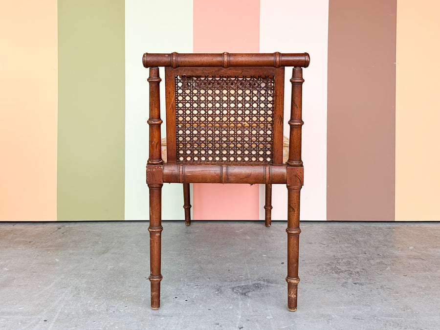 Handsome Thomasville Cane and Faux Bamboo Bench