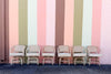 Set of Six Ficks Reed Rattan and Cane Barrel Chairs on Casters