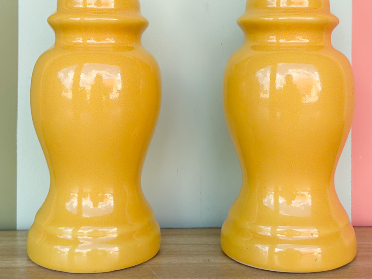 Pair of Petite Yellow Ginger Jar Lamps