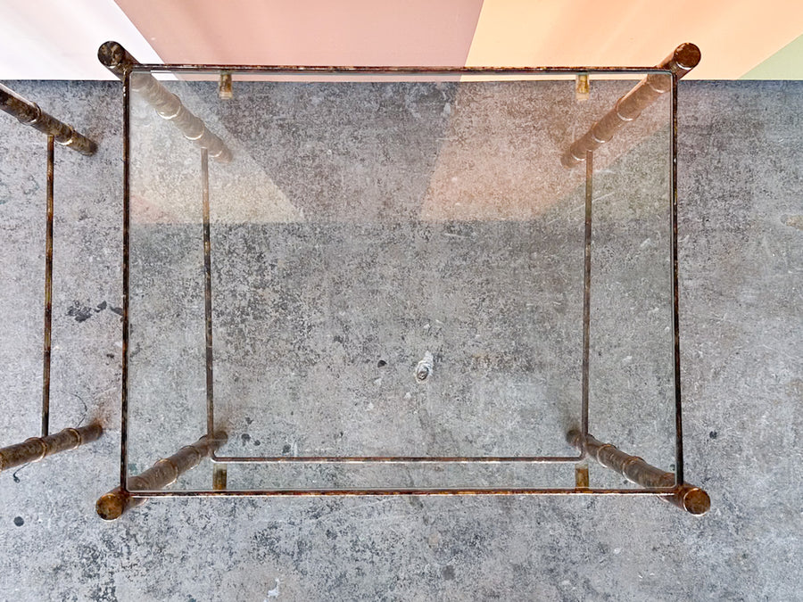 Set of Three Metal Faux Bamboo Nesting Tables