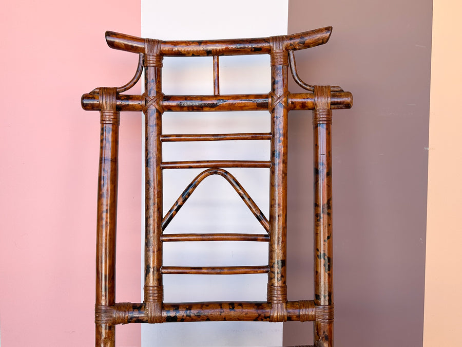 Tortoiseshell Rattan Pagoda Desk and Chair