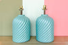Pair of Turquoise Swirl Lamps
