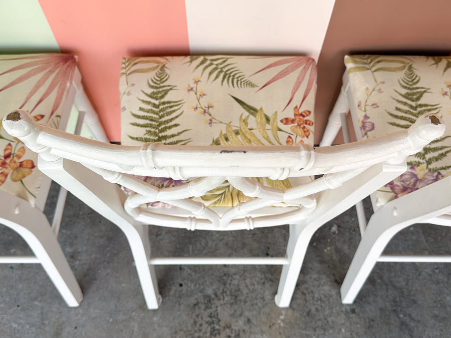 Set of Four Thomasville Faux Bamboo Dining Chairs