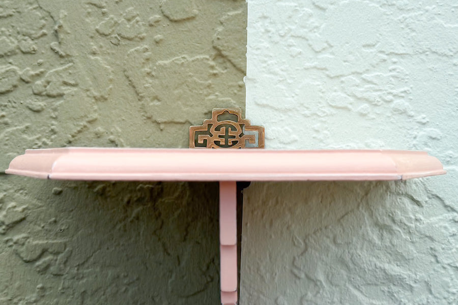 Pair of Pink Fretwork Wall Shelves
