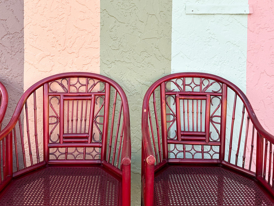 Brighton Style Red Rattan Dining Set