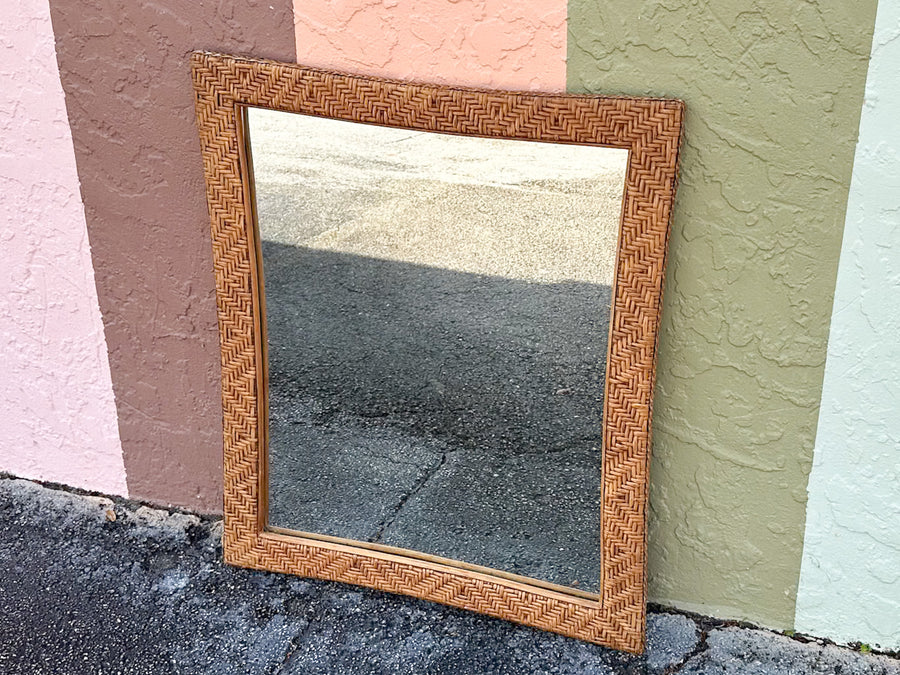 Woven Rattan Mirror