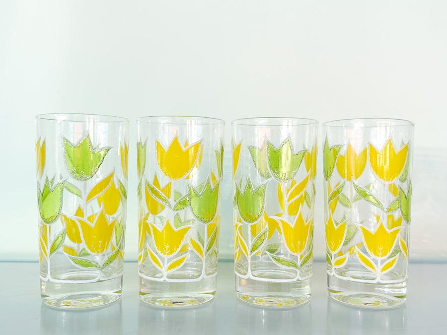 Set of Four Cute Tulip Glassware