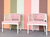Pair of Faux Bamboo and Cane Barrel Chairs