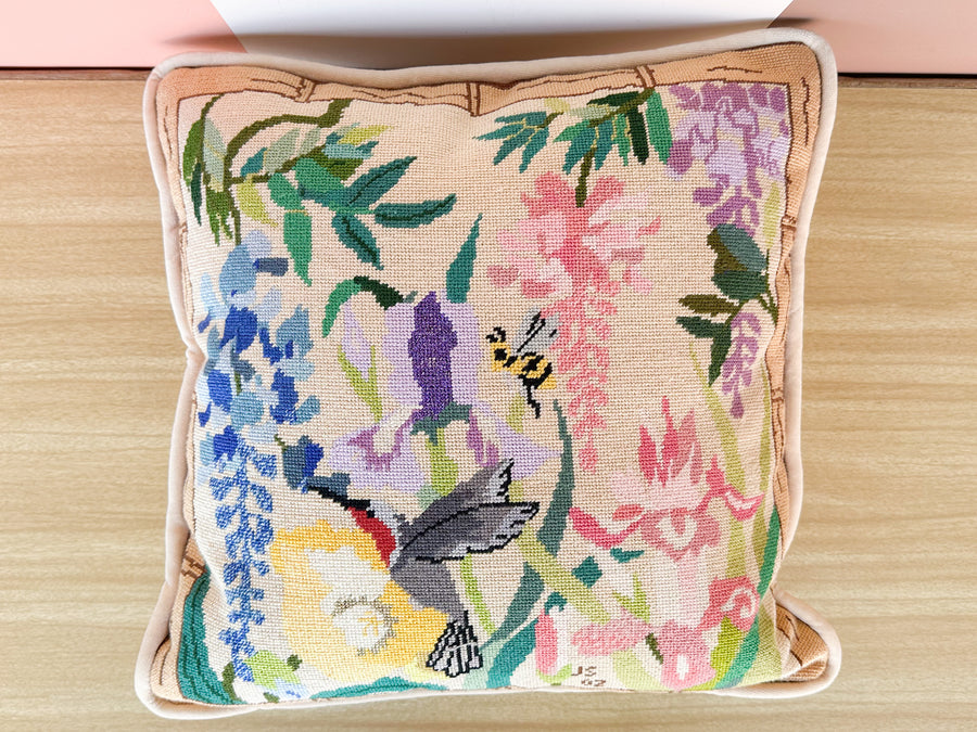Hummingbird Needlepoint Pillow