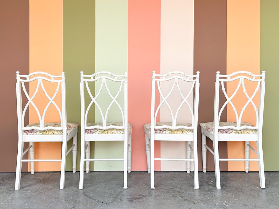 Set of Four Thomasville Faux Bamboo Dining Chairs