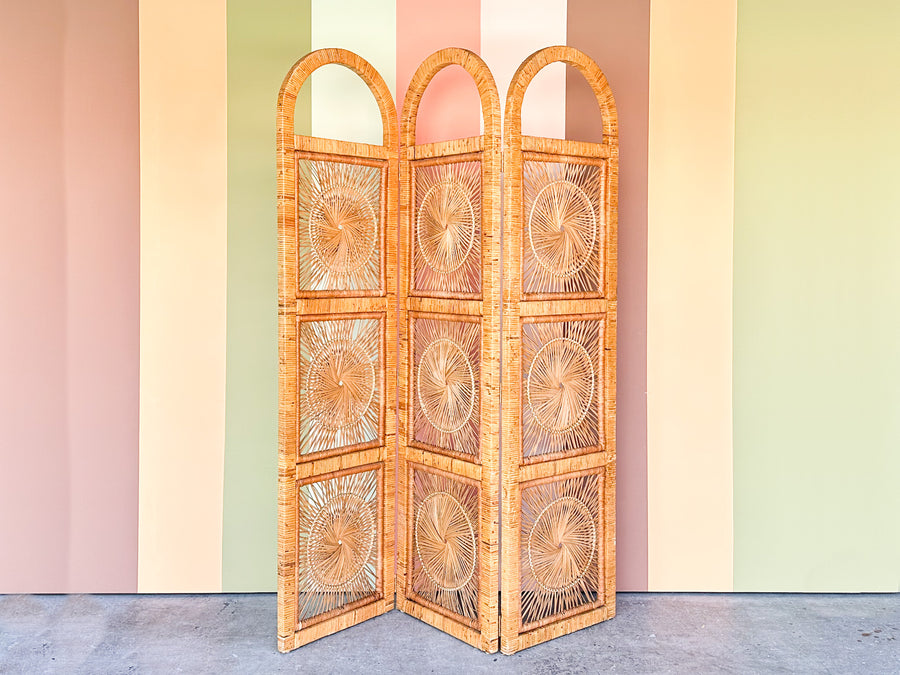Coastal Rattan Arch Screen