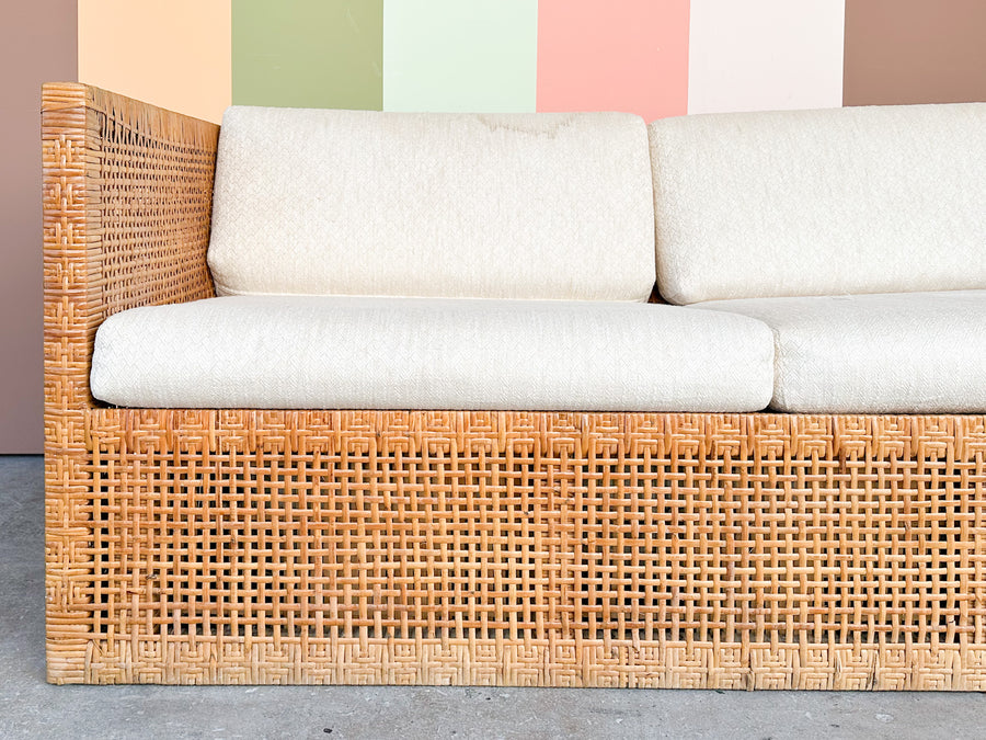 Coastal Style Rattan Sleeper Loveseat