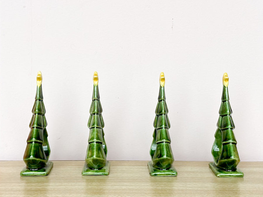 Set of Six Ceramic Christmas Tree Napkin Rings