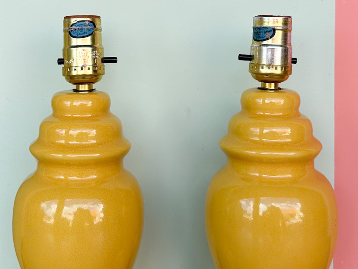 Pair of Petite Yellow Ginger Jar Lamps