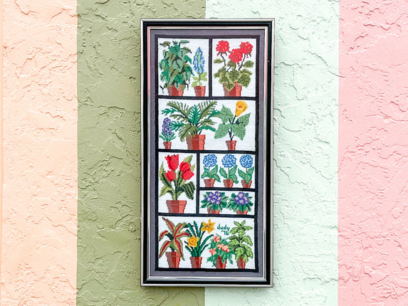 House Plants Needlepoint Framed Art