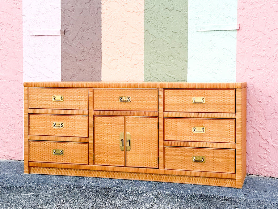 Coastal Chic Rattan Wrapped Dresser