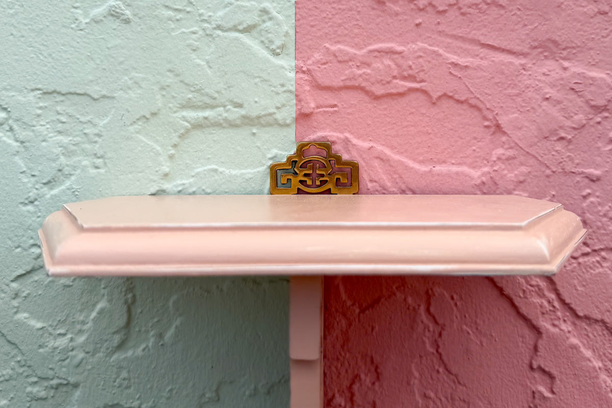Pair of Pink Fretwork Wall Shelves