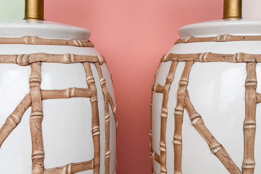 Pair of Faux Bamboo Icing Lamps